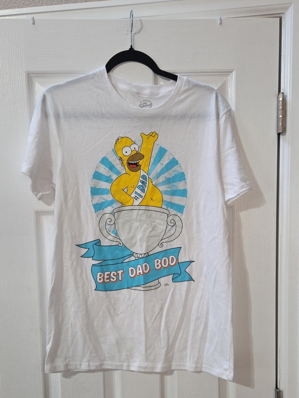The Simpsons White 'Best Dad Bod Graphic Short Sleeve Tee